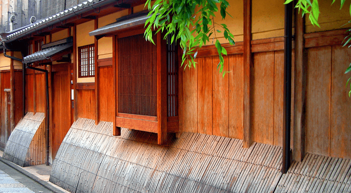 Traditional wooden home in Gion, Higashiyama district, Kyoto, Japan